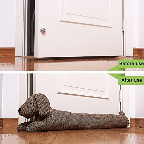 SANFERGE 36 Inch 3LB Heavy Duty Under Door Draft Stopper, Decorative Soundproof Door Draft Blocker, Energy Saving Draft Guard, Dog Java - Image 5