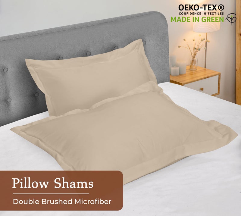 Royale Linens Pillow Shams 2 Pack King Size 20x36 Inch - Brushed 1800 Microfiber - Bed Pillow Shams  Wrinkle & Fade Resistant Super Soft and Cozy -Back Overlap Closure - Oxford Pillowcase (King  Sand) - Image 3