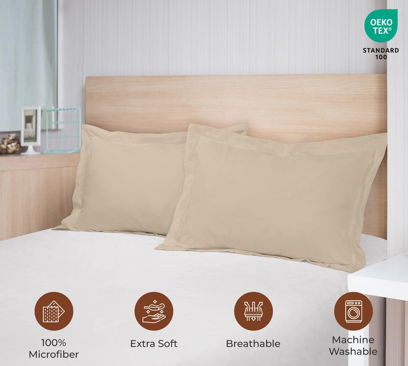 Royale Linens Pillow Shams 2 Pack King Size 20x36 Inch - Brushed 1800 Microfiber - Bed Pillow Shams  Wrinkle & Fade Resistant Super Soft and Cozy -Back Overlap Closure - Oxford Pillowcase (King  Sand) - Image 5