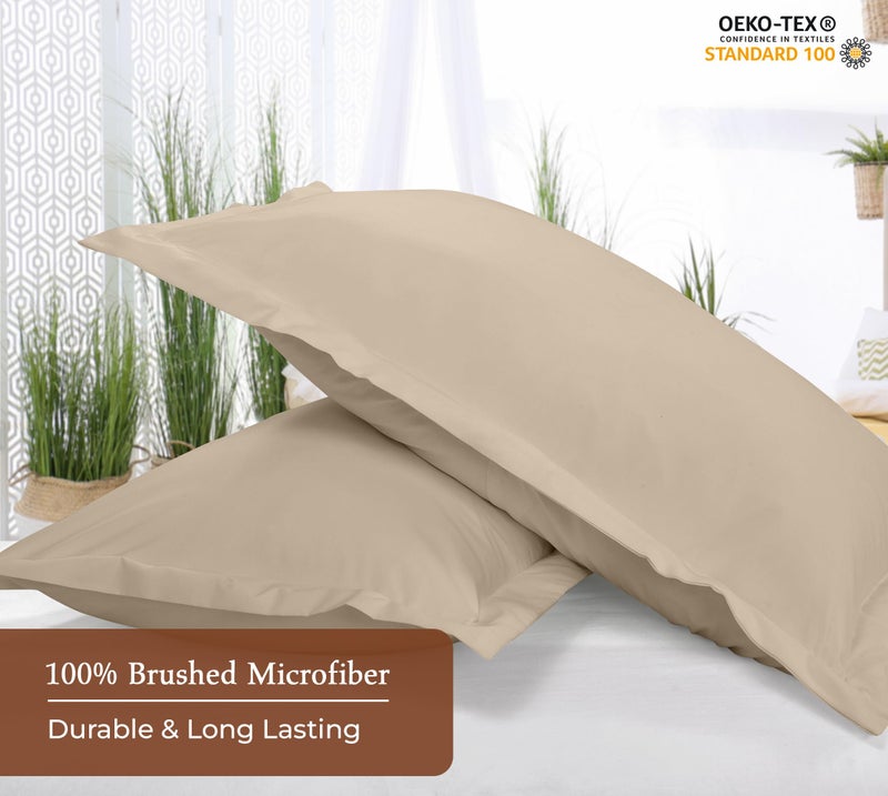 Royale Linens Pillow Shams 2 Pack King Size 20x36 Inch - Brushed 1800 Microfiber - Bed Pillow Shams  Wrinkle & Fade Resistant Super Soft and Cozy -Back Overlap Closure - Oxford Pillowcase (King  Sand) - Image 4