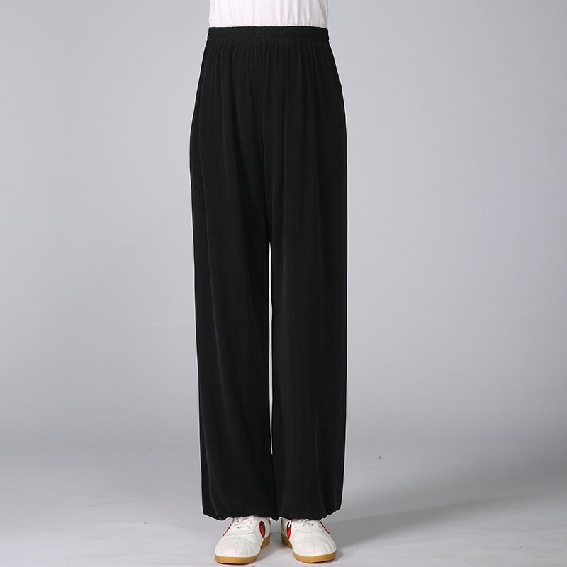 Factory Direct Supply: Ready-Made Tai Chi Ice Silk Pants for Men and Women, Solid Color Tai Chi Martial Arts Clothing, Yoga Clothing, Taekwondo Clothing - Image 1