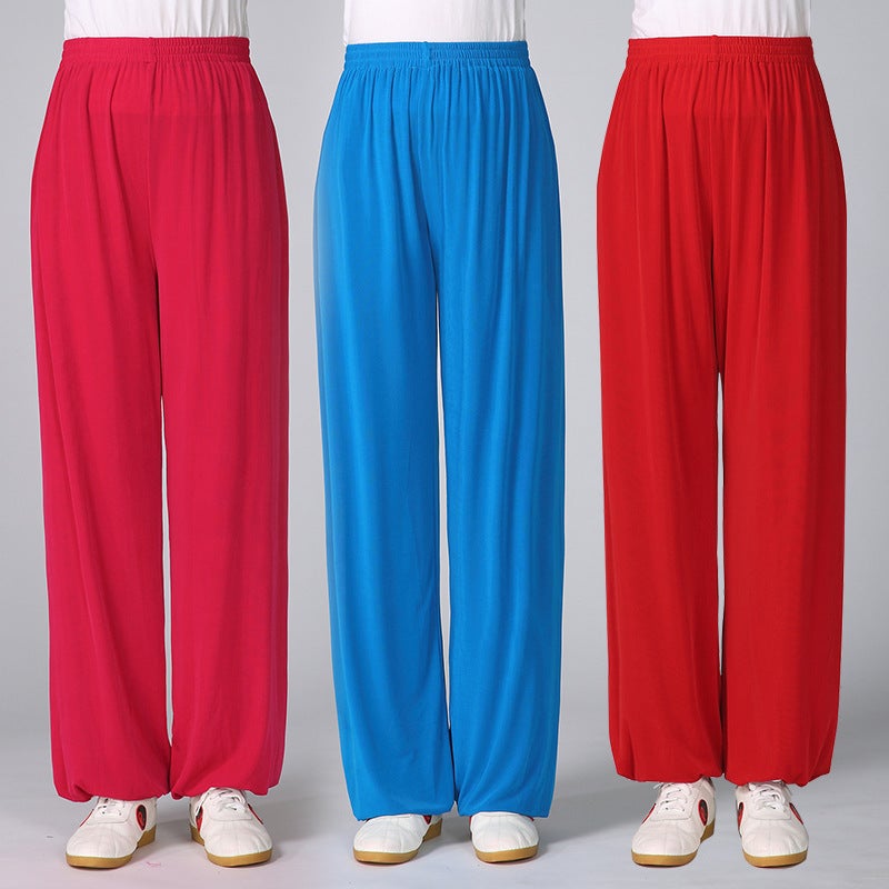 Factory Direct Supply: Ready-Made Tai Chi Ice Silk Pants for Men and Women, Solid Color Tai Chi Martial Arts Clothing, Yoga Clothing, Taekwondo Clothing - Image 4