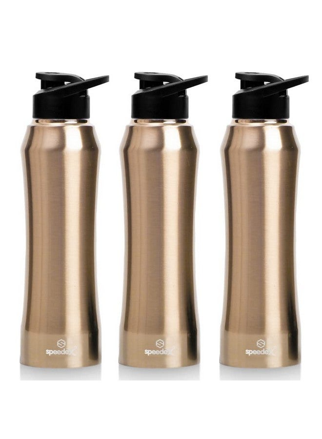 Speedex Stainless Steel Gold Water Bottle 1 Litre with Sipper Cap - Leak-Proof, Durable, Lightweight | Ideal for Kids, Adults, Office, School, Travel | Pack of 3, Set of 3, Combo of 3 (1000ml Each) - Image 1