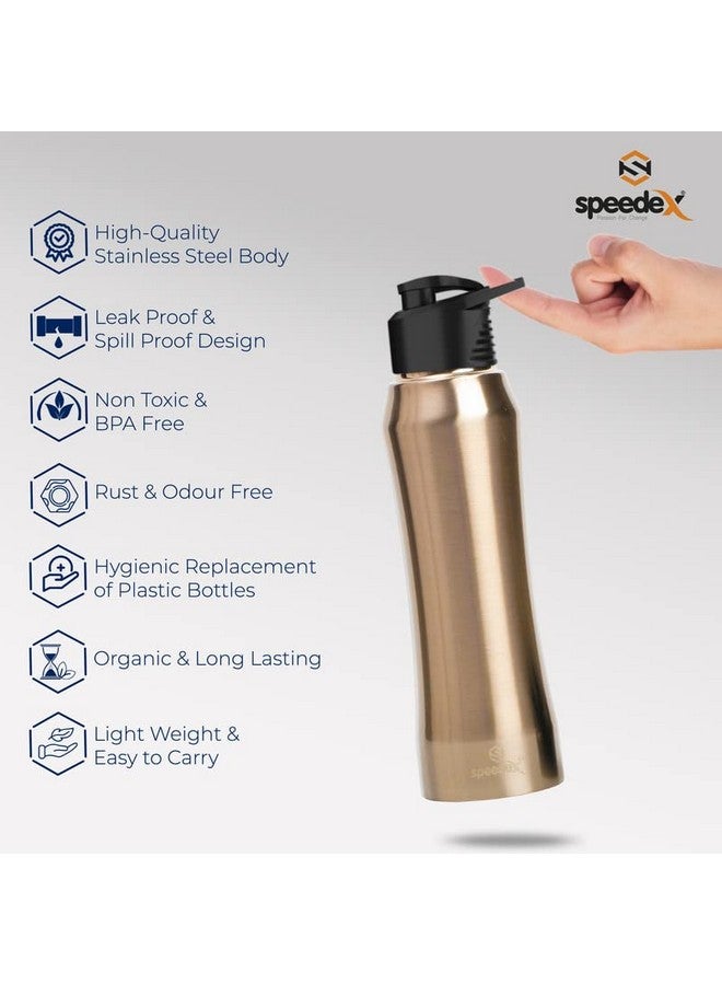 Speedex Stainless Steel Gold Water Bottle 1 Litre with Sipper Cap - Leak-Proof, Durable, Lightweight | Ideal for Kids, Adults, Office, School, Travel | Pack of 3, Set of 3, Combo of 3 (1000ml Each) - Image 3