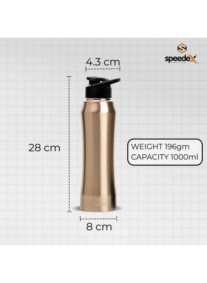 Speedex Stainless Steel Gold Water Bottle 1 Litre with Sipper Cap - Leak-Proof, Durable, Lightweight | Ideal for Kids, Adults, Office, School, Travel | Pack of 3, Set of 3, Combo of 3 (1000ml Each) - Image 4