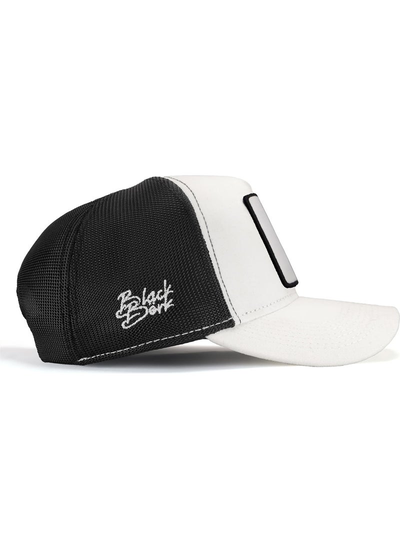 Black Börk - BlackBörk V1 Trucker Bengal Tiger - Unisex White-Black Hat (Cap) with 1 Code Logo - Image 1