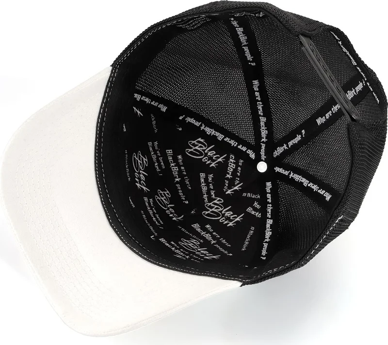 بلاك بورك BlackBörk V1 Trucker Bengal Tiger - Unisex White-Black Hat (Cap) with 1 Code Logo