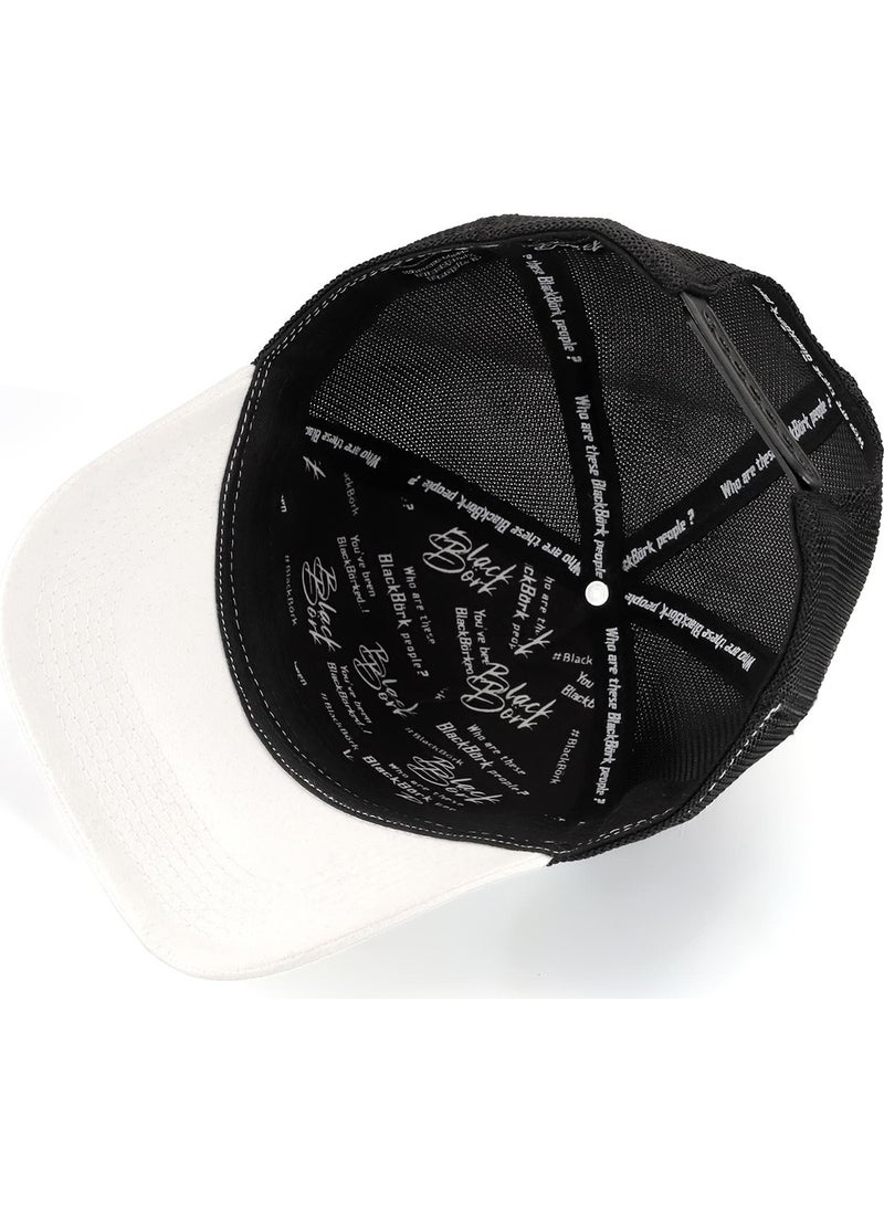 Black Börk - BlackBörk V1 Trucker Bengal Tiger - Unisex White-Black Hat (Cap) with 1 Code Logo - Image 1