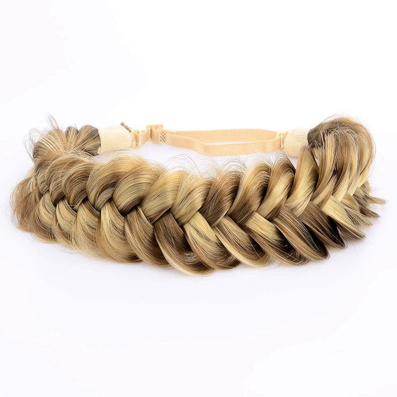 BOBIYA رباط رأس بوبيا عريض مزدوج من الشعر الصناعي مضفر كلاسيكي سميك (مميز) - Image 1