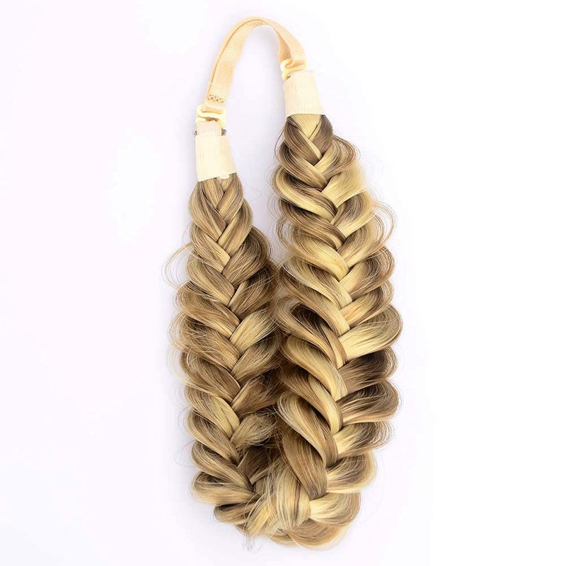 BOBIYA رباط رأس بوبيا عريض مزدوج من الشعر الصناعي مضفر كلاسيكي سميك (مميز) - Image 3