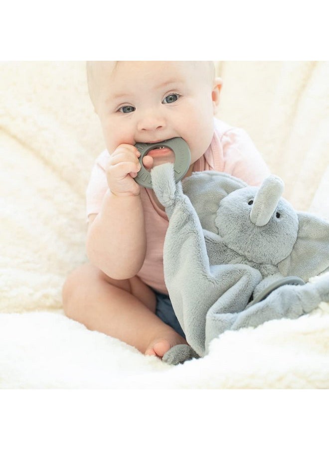 Bella Tunno - Teether Buddy Soft Plush Baby Lovey With Textured Baby Teether Toy And Gentle Rattling Head Comforts And Brings Teething Relief Colorful Animalthemed Baby Teething Toys (Elephant) - Image 1