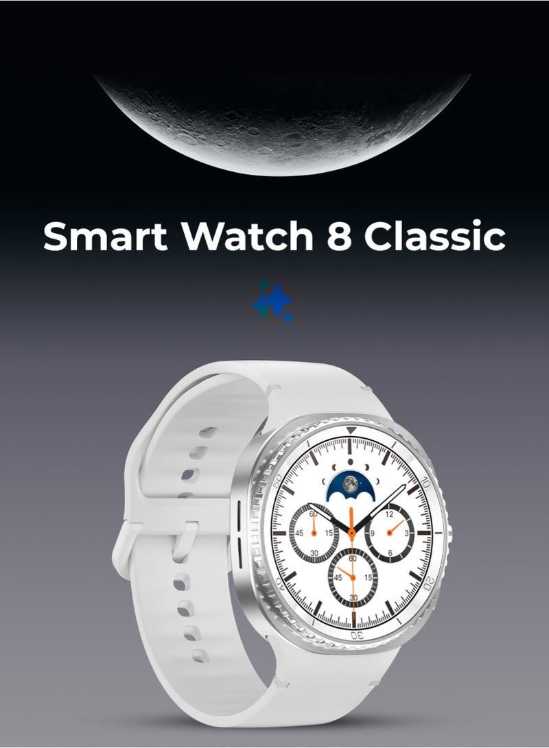 Charome Smart Watch8 Classic – 1.43" TFT Display, Bluetooth Calling, Wireless Charging, 3ATM Waterproof – White - Image 2