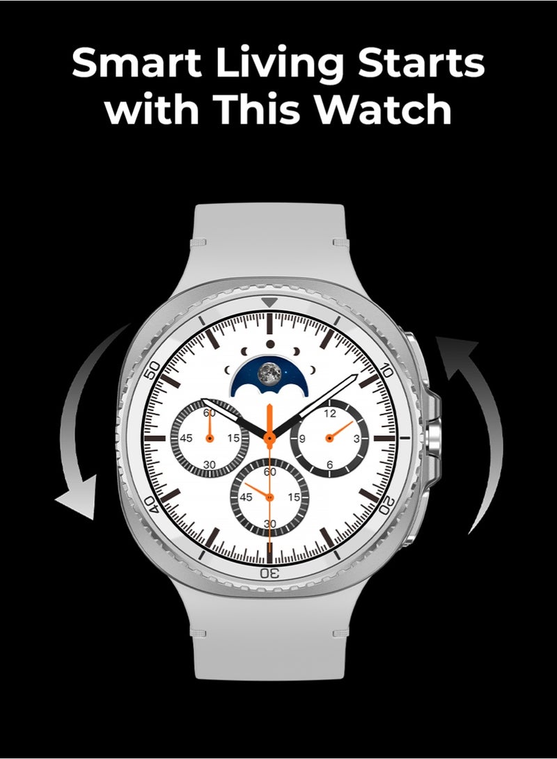Charome Smart Watch8 Classic – 1.43" TFT Display, Bluetooth Calling, Wireless Charging, 3ATM Waterproof – White - Image 3