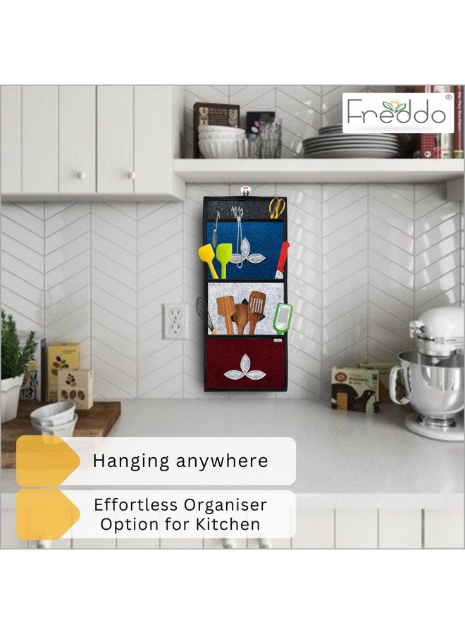 FREDDO Modern Wall Hanging Organiser for Magazine Letter key News Paper Kitchen with 3 Sturdy Pockets (Multi Colour) Pack of 1 Pcs - Image 5