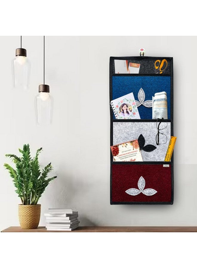 FREDDO Modern Wall Hanging Organiser for Magazine Letter key News Paper Kitchen with 3 Sturdy Pockets (Multi Colour) Pack of 1 Pcs - Image 1