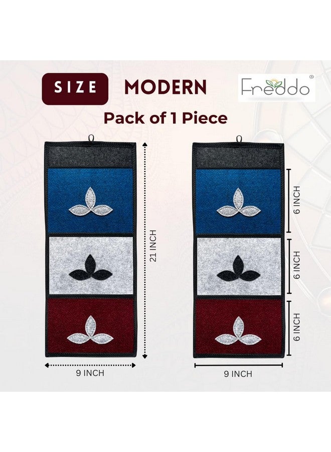 FREDDO Modern Wall Hanging Organiser for Magazine Letter key News Paper Kitchen with 3 Sturdy Pockets (Multi Colour) Pack of 1 Pcs - Image 2