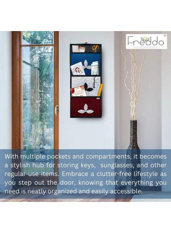 FREDDO Modern Wall Hanging Organiser for Magazine Letter key News Paper Kitchen with 3 Sturdy Pockets (Multi Colour) Pack of 1 Pcs - Image 4
