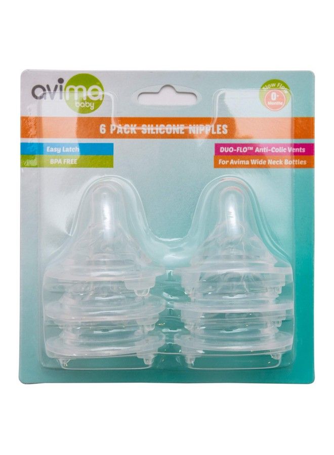 AVIMA Baby Silicone Nipples For Wide Neck Bottles Slow Flow 06 Months (Set Of 6) - Image 3