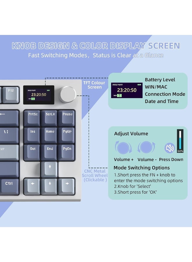 ATTACK SHARK K86 Wireless Mechanical Keyboard 75% Layout, Lavender Blue - Image 4