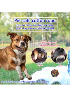 MAJIBAO Dog toy combo set, 4 design rope with 1 Pack, Loop handle rope with ball, 100% cotton rope for cleaning teeth, Oral health and Aggressive chewer, Tug of War for small to medium dog, 32cm (Multi-color)  - Image 5