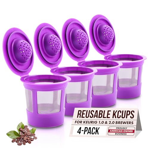 PUREHQ Reusable K Cups for Keurig Coffee Maker - Filter Pods for Keurig 1.0 and 2.0 Brewers - Refillable K Cup Fits K-Elite, K-Classic - BPA Free Universal Reusable Single Serve - 4 Pack - Image 1