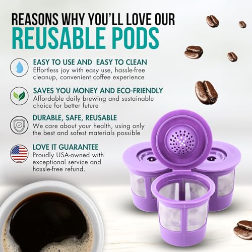 PUREHQ Reusable K Cups for Keurig Coffee Maker - Filter Pods for Keurig 1.0 and 2.0 Brewers - Refillable K Cup Fits K-Elite, K-Classic - BPA Free Universal Reusable Single Serve - 4 Pack - Image 2