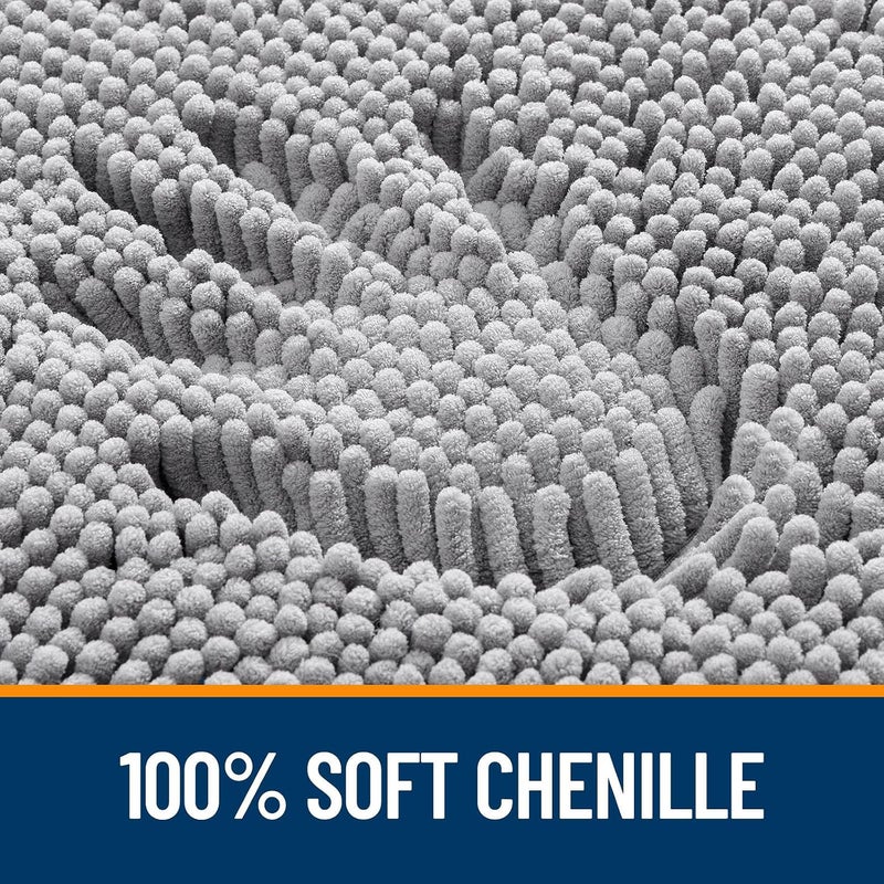 OLANLY Small Bathroom Rugs 24x16, Extra Soft Absorbent Chenille Bath Rugs | Grey - Image 3