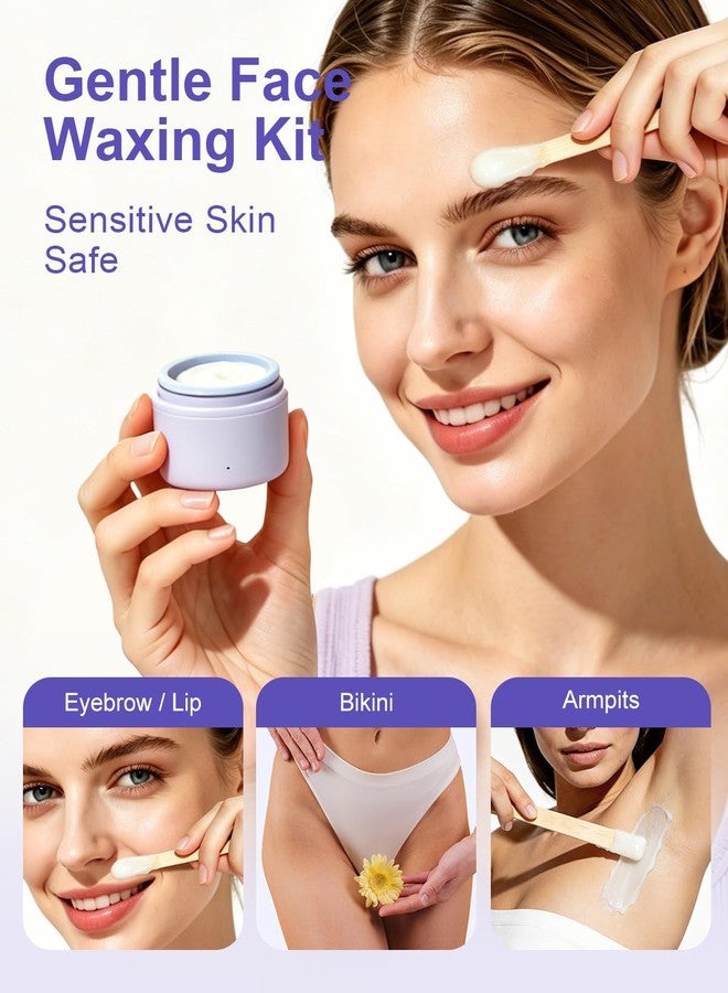 Waxfans Face Waxing Kit for Women - Eyebrow Wax Kit with USB Mini Wax Pot, Facial Hair Removal for Sensitive Skin, mini wax kit with 100g Facial wax beads, for Eyebrow Lip Bikini, 6 Weeks Smooth - Image 3