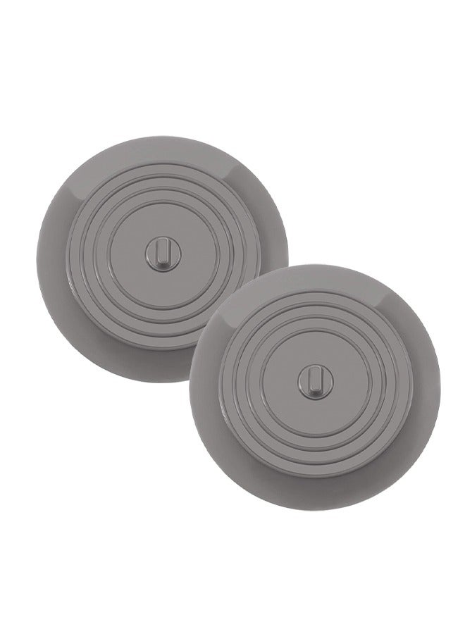 2-Pack Silicone Bathtub Drain Stopper 6 Inches Grey - Image 1