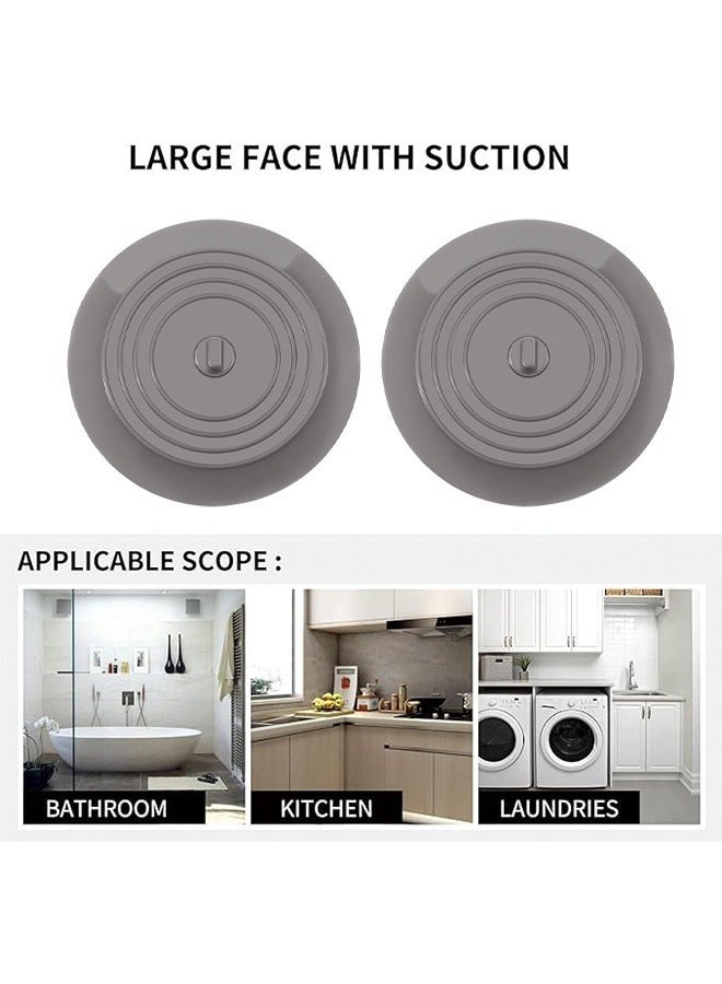2-Pack Silicone Bathtub Drain Stopper 6 Inches Grey - Image 4