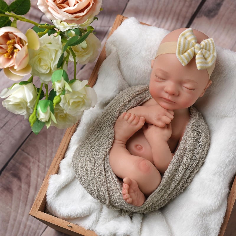 BABESIDE Silicone Baby Doll Lifelike Reborn Baby Dolls 16 Inch Weight 4 Lb Full Platinum Silicone Reborn Baby Doll Slicone Full Body Anatomically Correct Sleeping Baby Girl with Gift Box - Image 2