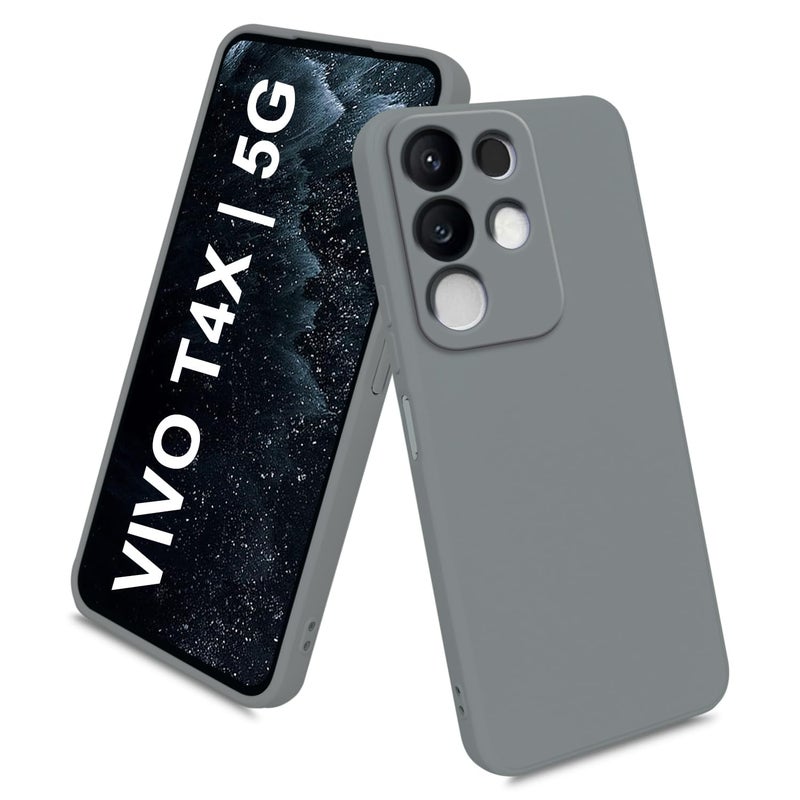 AIBEX Silicone Back Cover Case Compatible for Vivo T4X 5G / Iqoo Z10X 5G | Shockproof, Drop and Camera Protection | Slim Phone Case, Anti-Scratch Soft Microfiber Lining - Grey - Image 5