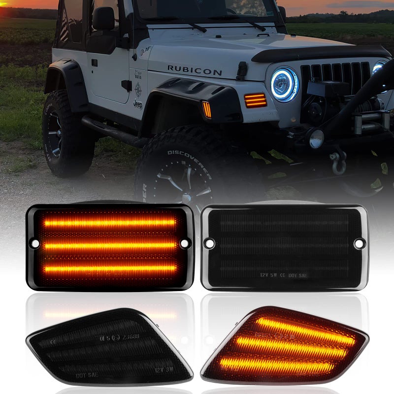 أضواء جانبية LED من جيمبرو لسيارة رانجلر TJ 1997-2006 مجموعة مصابيح إشارة الانعطاف