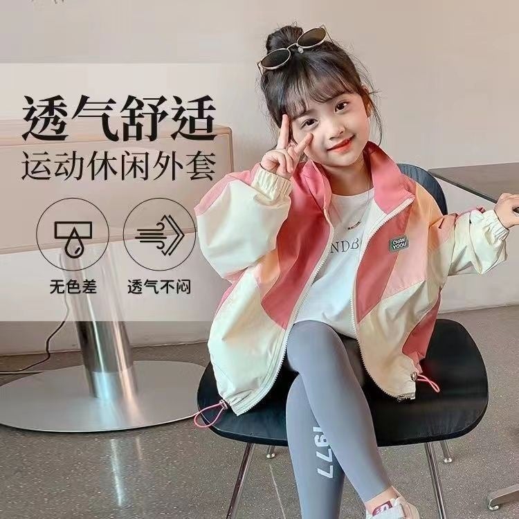 Children'S Outwears, Girls' Jackets, Spring & Fall, 2025 Spring New Little Girls' Stylish Splicing Sports Tops, Jackets - Image 1