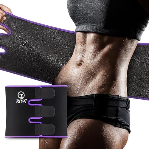RIYA Waist Trimmer Sweat Waist Trainer for Wome and Men Waist Sweat Belt Band Belly Stomach Wrap Purple - Image 1