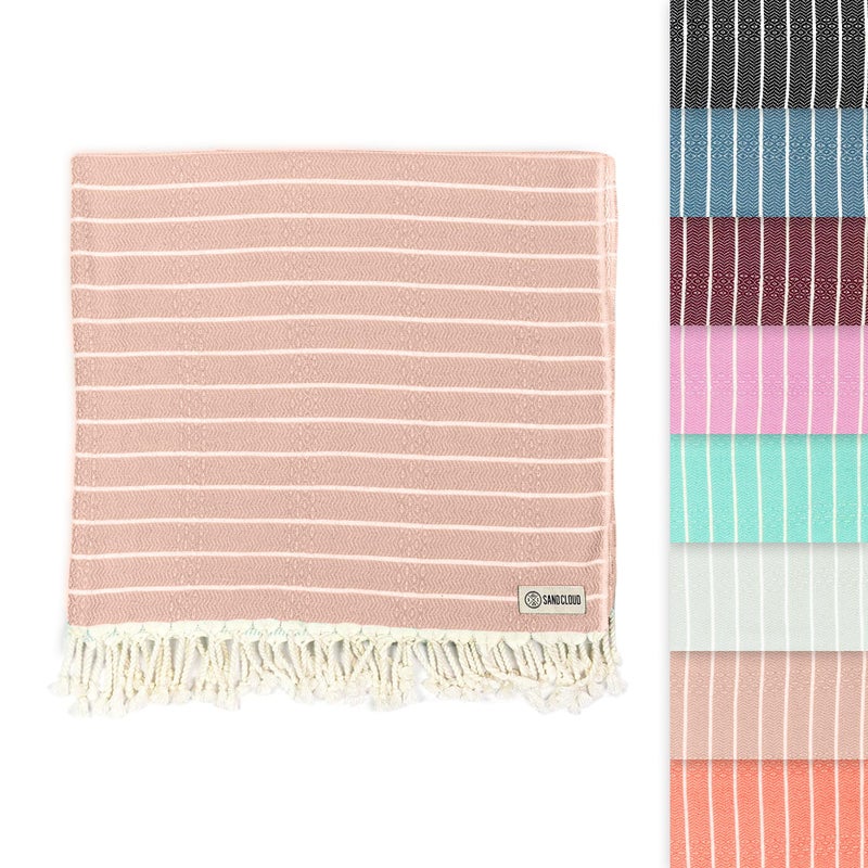 Sand Cloud Turkish Beach Towel - Sand Proof - 100% Certified Organic Turkish Towel - Quick Dry Towel for Beach, Picnic, Blanket or Bath Towel - As Seen on Shark Tank - Gocek (Beige) - Image 1