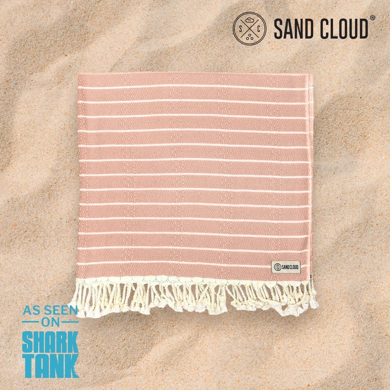 Sand Cloud Turkish Beach Towel - Sand Proof - 100% Certified Organic Turkish Towel - Quick Dry Towel for Beach, Picnic, Blanket or Bath Towel - As Seen on Shark Tank - Gocek (Beige) - Image 2