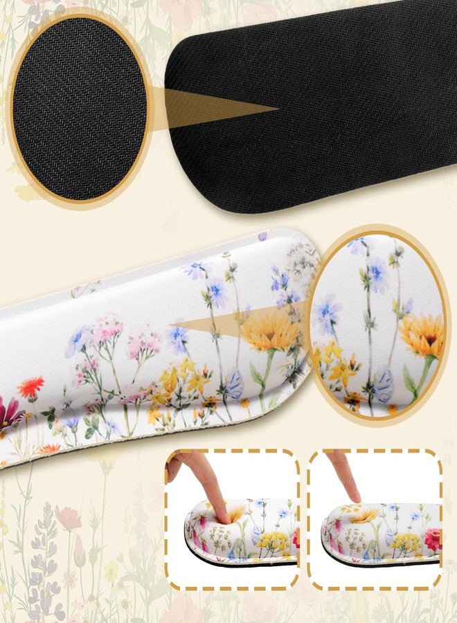 Saillong 4 Pcs Flower Mouse Pad Set Large Desk Mat for Desktop, Wildflower Mouse Pad with Wrist Rest, Gaming Wrist Support Keyboard Mat Cup Coaster Set for Office Desk Decor Accessories - Image 2