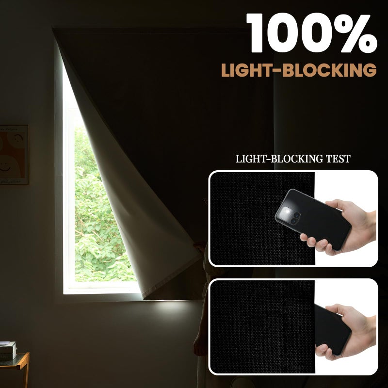Jilron Adhesive Curtain,100% Blackout Curtains, No Drilling, Suitable for Multi-Scenes Privacy Protection (Black - W35 Ã— L60 in) - Image 3