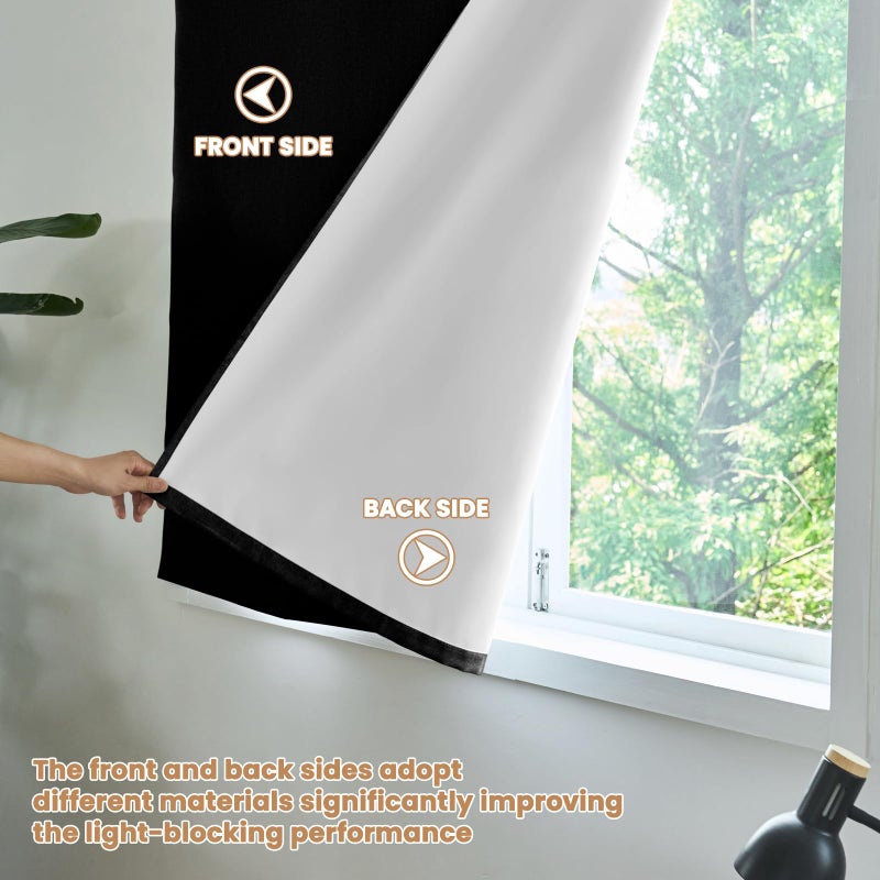 Jilron Adhesive Curtain,100% Blackout Curtains, No Drilling, Suitable for Multi-Scenes Privacy Protection (Black - W35 Ã— L60 in) - Image 4