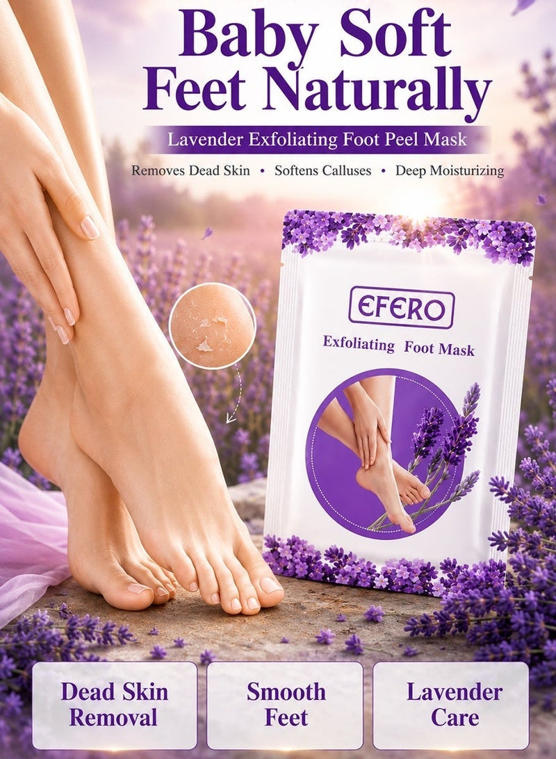 EFERO Lavender Exfoliating Foot Peel Mask for Dead Skin - Image 1