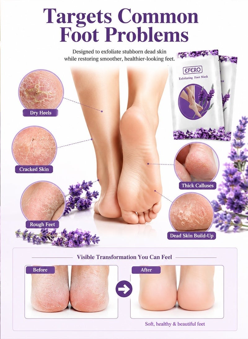 EFERO Lavender Exfoliating Foot Peel Mask for Dead Skin - Image 3