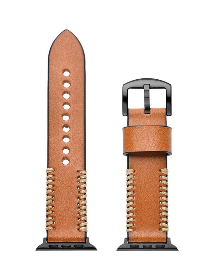 Vintage Replacement Watch Band For Apple Watch Series 3/2/1 42mm Brown - Image 2