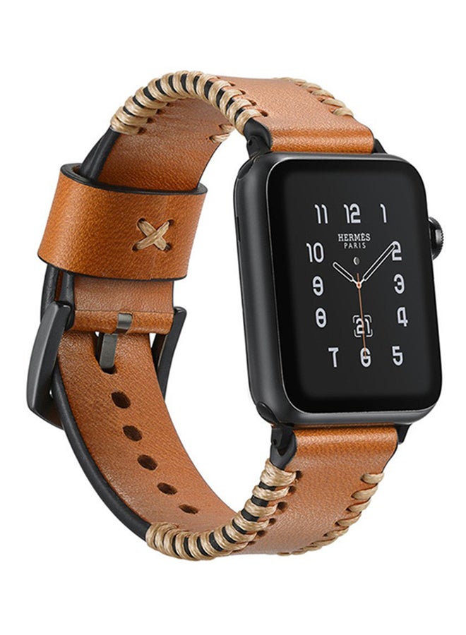 Vintage Replacement Watch Band For Apple Watch Series 3/2/1 42mm Brown - Image 4