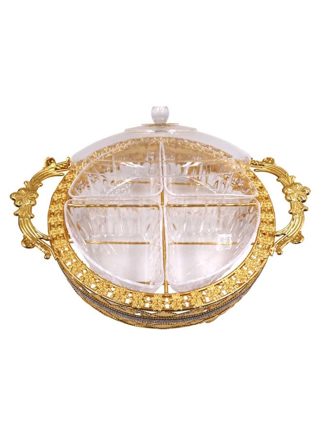 Luxury Gold-Plated Fruit & Snack Serving Tray Elegant Multi-Compartment Dessert & Appetizer Stand - Image 3