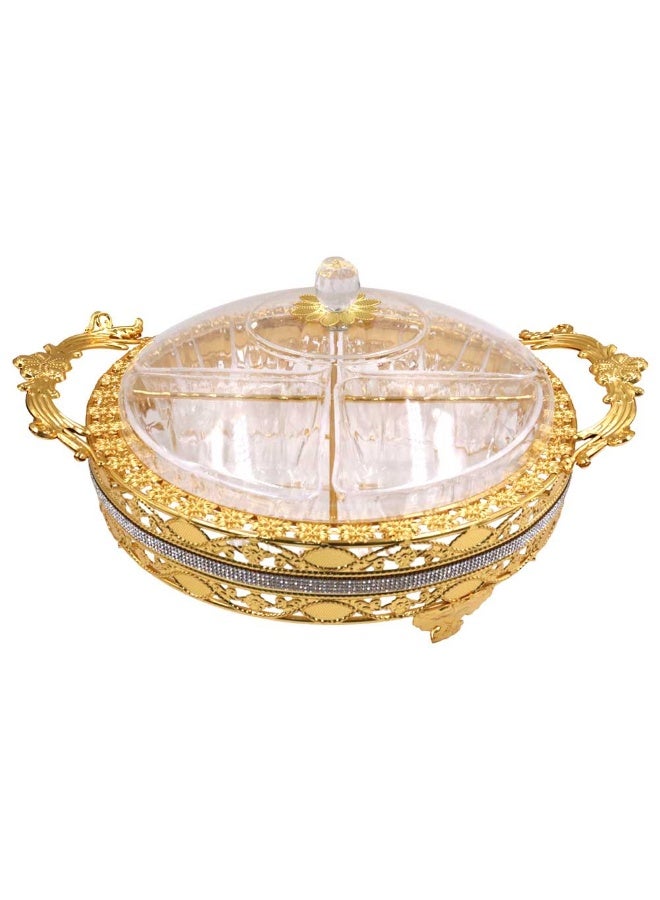Luxury Gold-Plated Fruit & Snack Serving Tray Elegant Multi-Compartment Dessert & Appetizer Stand - Image 2