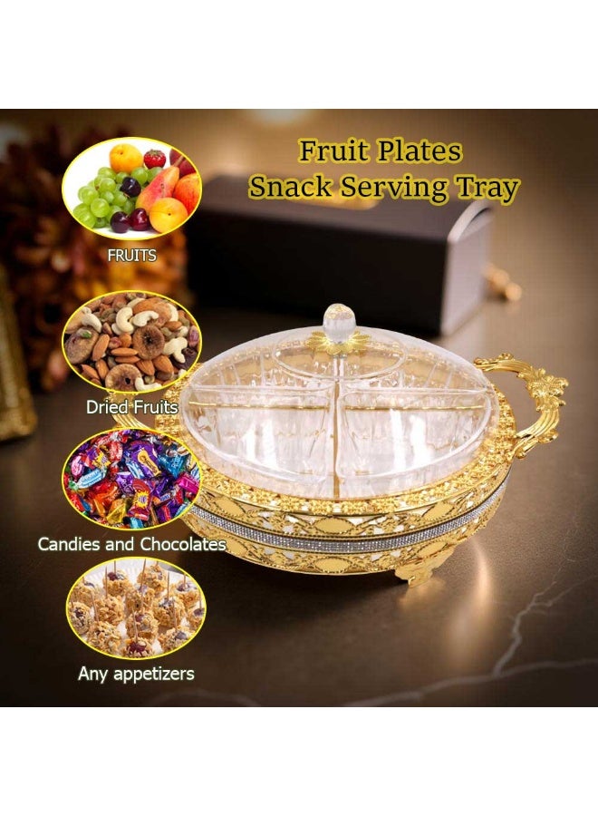 Luxury Gold-Plated Fruit & Snack Serving Tray Elegant Multi-Compartment Dessert & Appetizer Stand - Image 4