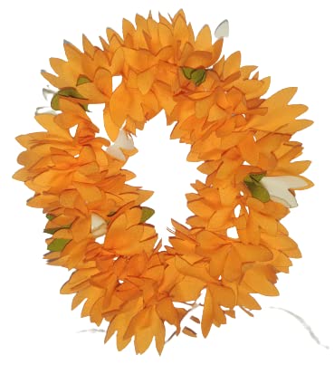NPRC Hair Gajra in Artificial Flower Garland Juda Decoration Phool Gazra for Women Juda Bun Realistic Hair Accessory for Girls 28 CM Long ORANGE Pack of 1 - Image 1