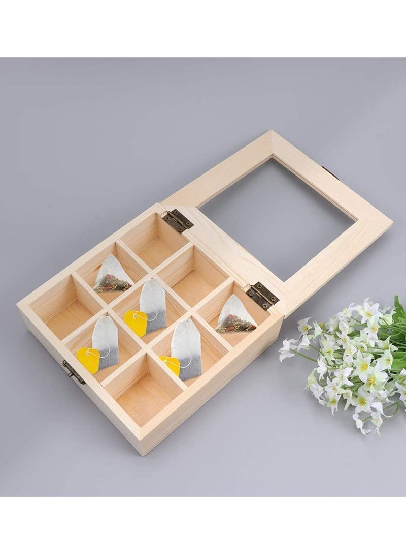 Luckam Tea Bag Organizer Storage Box Tea Storage Chest Case Wooden Tea Bag Sorter Jewelry Organizer Storage Box with 9 Compartments for Any Home or Restaurant and Office - Image 2
