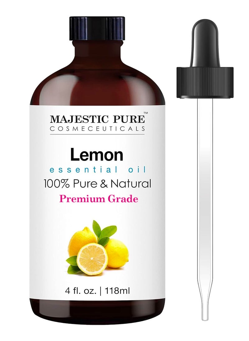 Majestic Pure Lemon Essential Oil - 118 ml | 100% Pure and Natural | Premium Grade Essential Oils for Aromatherapy, Diffusers, Skin, Massage and Humidifiers |  - Image 1